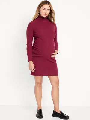 Maternity Long Sleeve Turtleneck Bodycon Dress