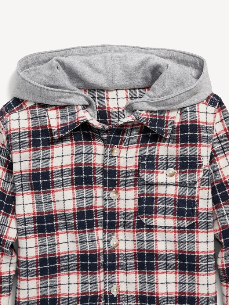 Hooded Soft-Brushed Flannel Shirt for Boys