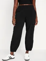 High-Waisted Ankle-Zip Cargo Joggers