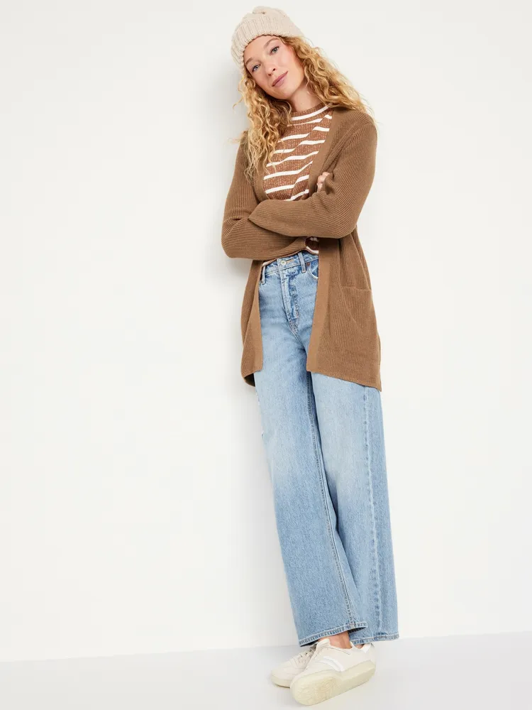 Open-Front Longline Cardigan Sweater for Women