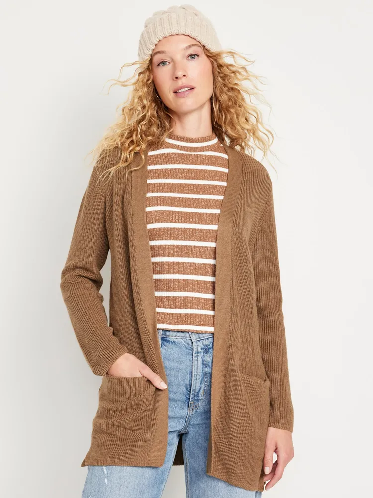 Open-Front Longline Cardigan Sweater for Women