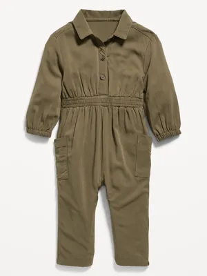 Long-Sleeve Utility Pocket Jumpsuit for Baby