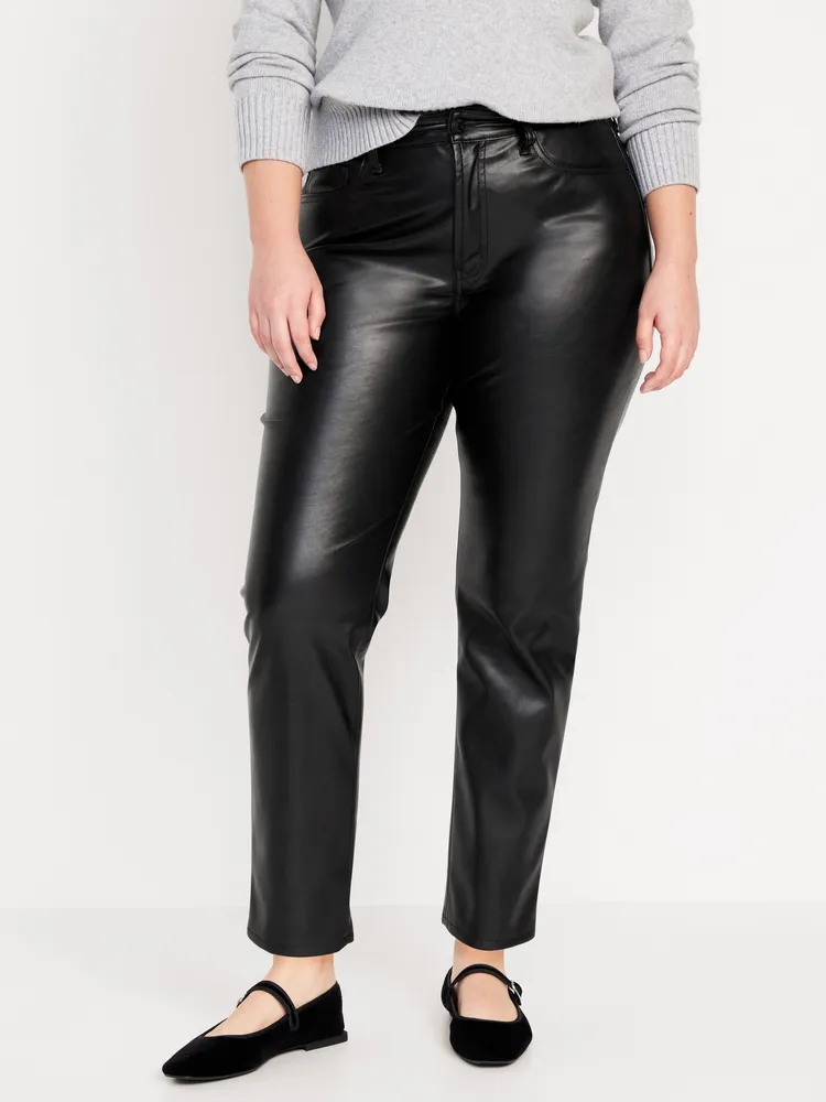 High-Waisted OG Straight Faux-Leather Ankle Pants