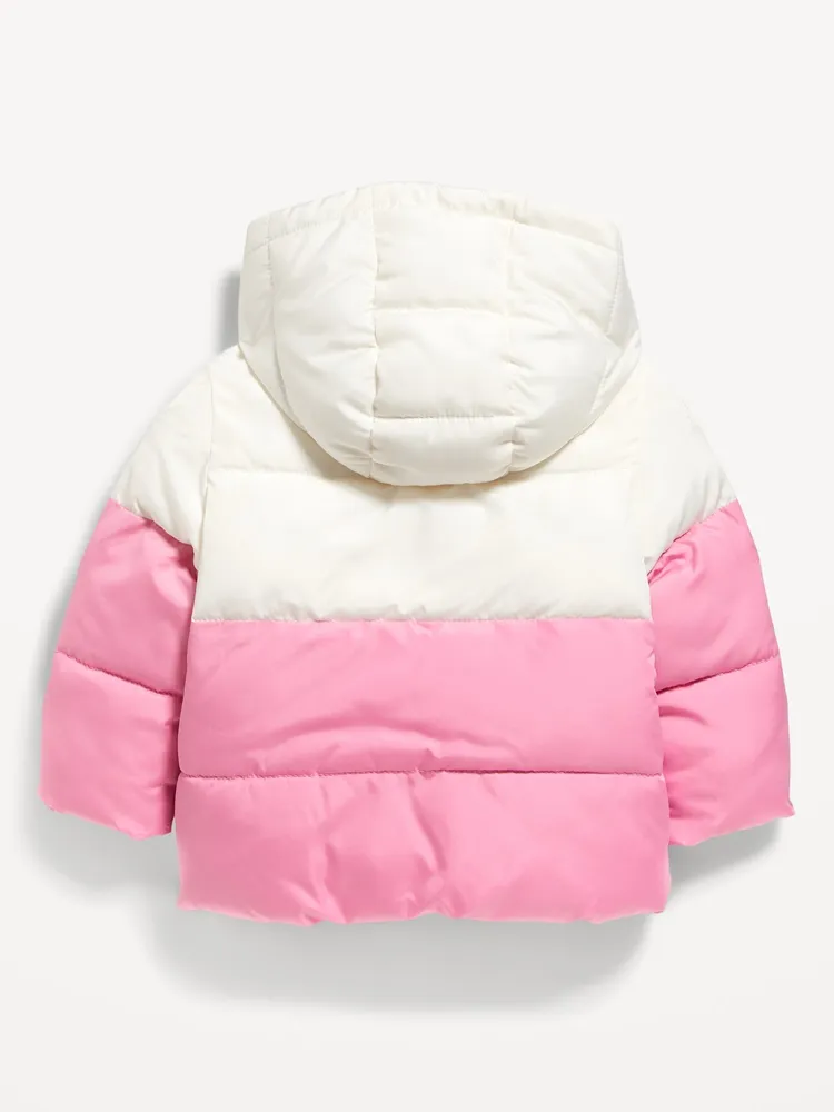 Unisex Water-Resistant Color-Block Heart Puffer Jacket for Baby