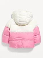 Unisex Water-Resistant Color-Block Heart Puffer Jacket for Baby