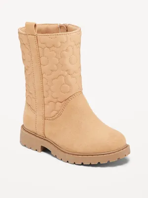 Faux-Suede Quilted Side-Zip Boots for Toddler Girls