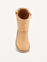 Faux-Suede Quilted Side-Zip Boots for Toddler Girls