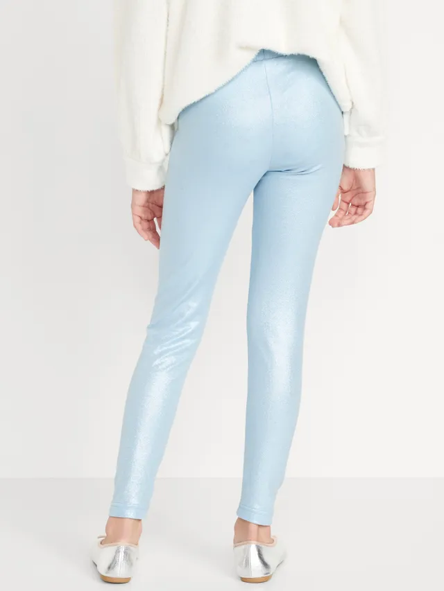 High-Waisted Full-Length Side-Split Ribbed Leggings for Girls