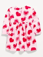 Printed Fit & Flare Fleece Dress for Toddler Girls