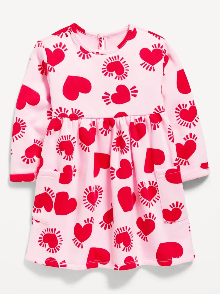 Printed Fit & Flare Fleece Dress for Toddler Girls