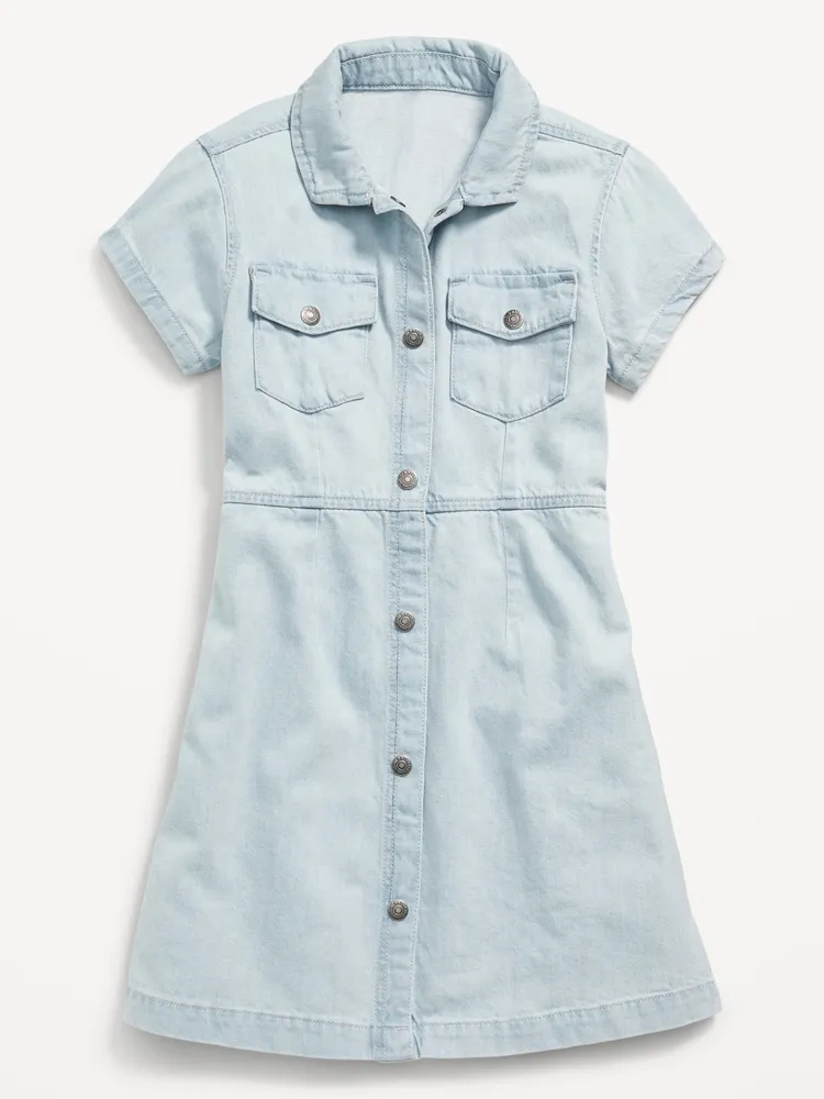 Old Navy Women Short Sleeve Button Down Denim Shirt Dress Sz L Blue Medium  Wash | eBay