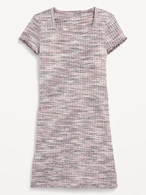 Short-Sleeve Rib-Knit Space-Dye Dress for Girls