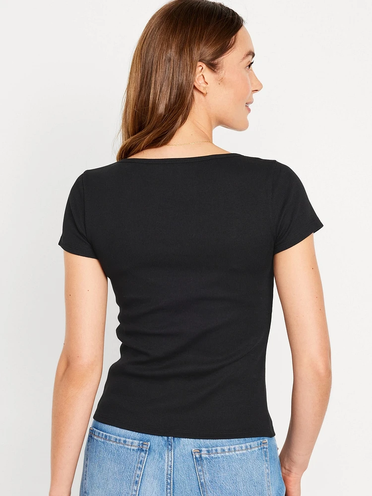 Fitted Square-Neck T-Shirt