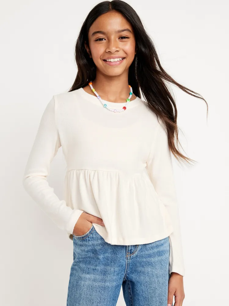 Cozy-Knit Peplum Top for Girls