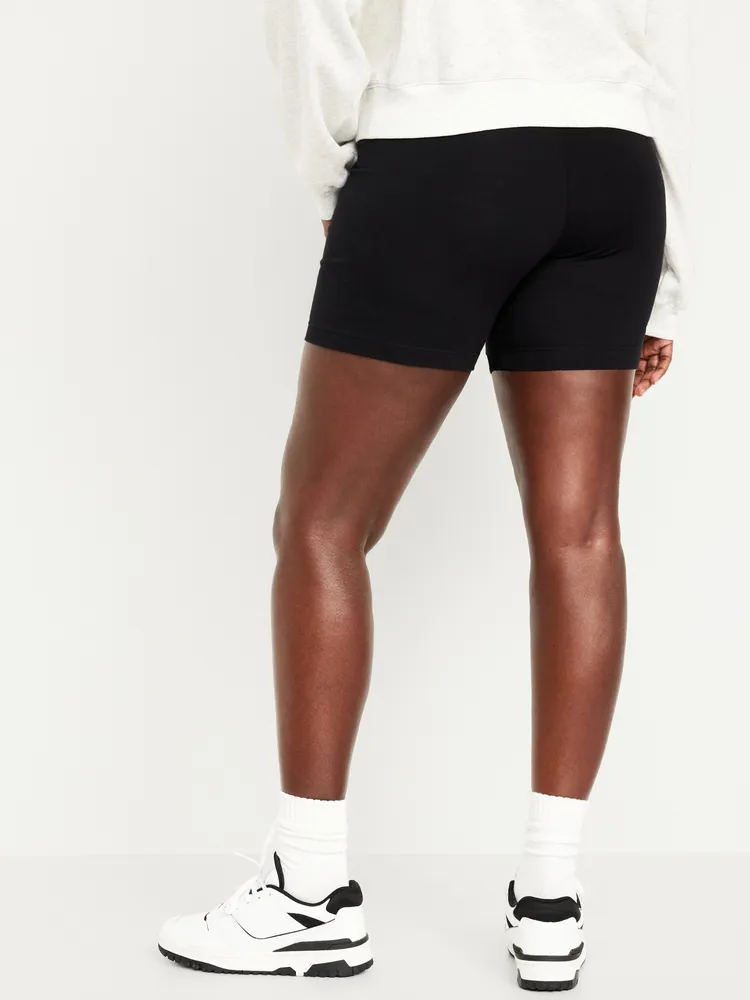 High Waisted Jersey Bike Shorts for Women -- 6-Inch Inseam