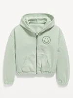 Cinched-Hem Graphic Zip Hoodie for Girls