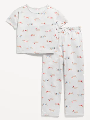 Printed Jersey-Knit Pajama Set for Girls