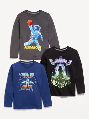 Long-Sleeve Graphic T-Shirt 3-Pack for Boys