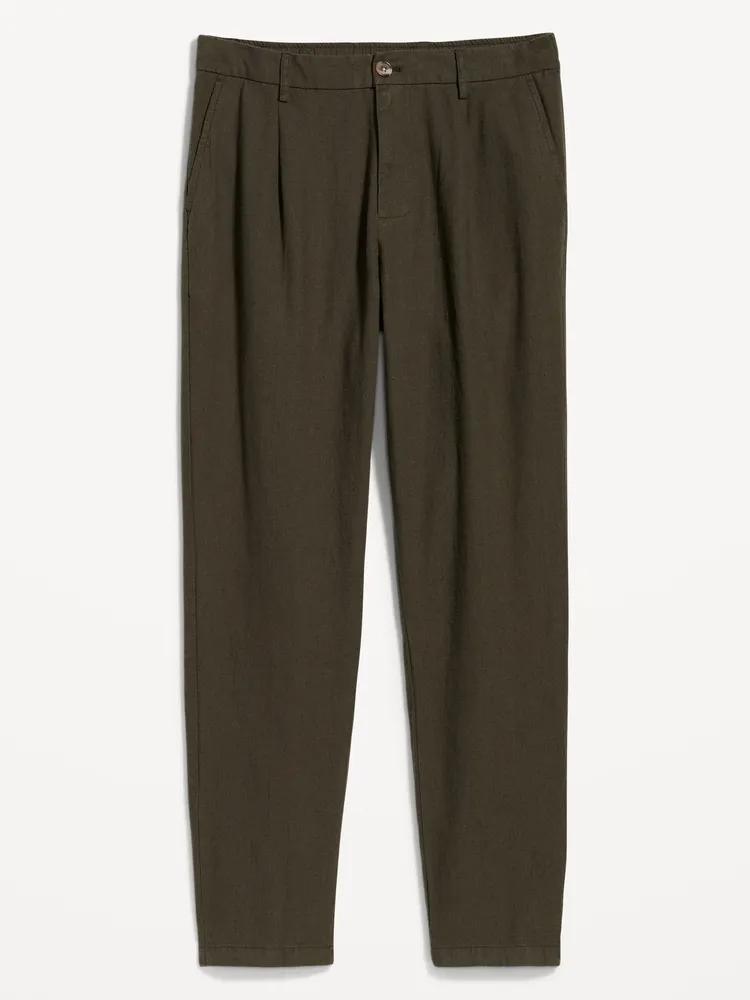 Loose Taper Linen-Blend Ankle Pants