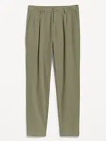 Loose Taper Linen-Blend Ankle Pants