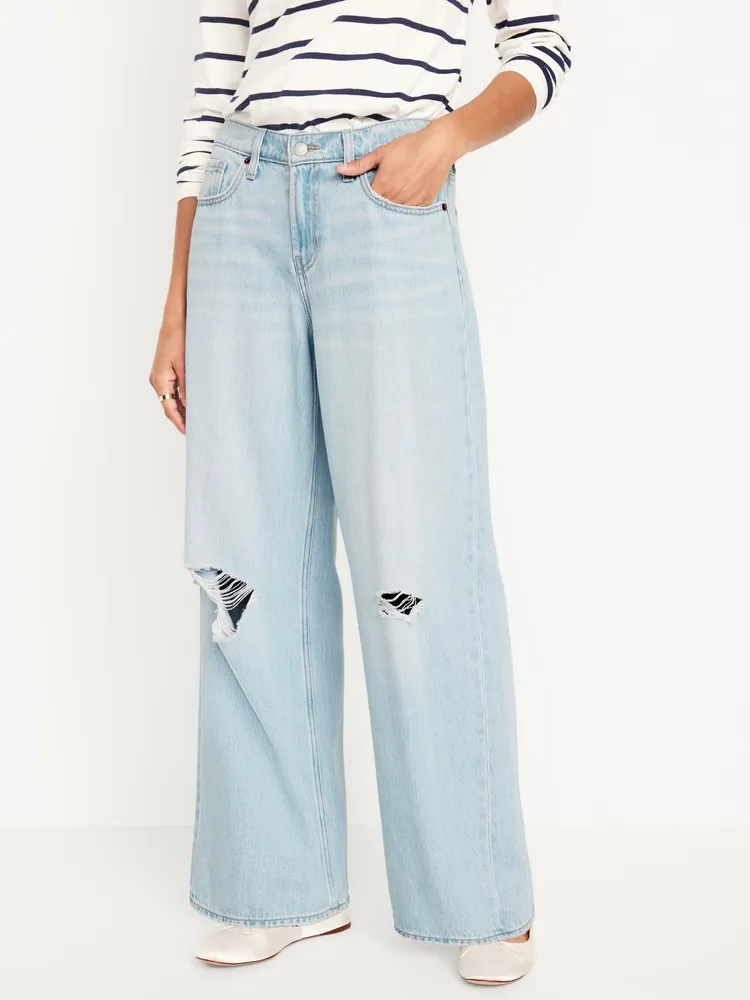 Old Navy Mid-Rise Ripped Baggy Wide-Leg Jeans