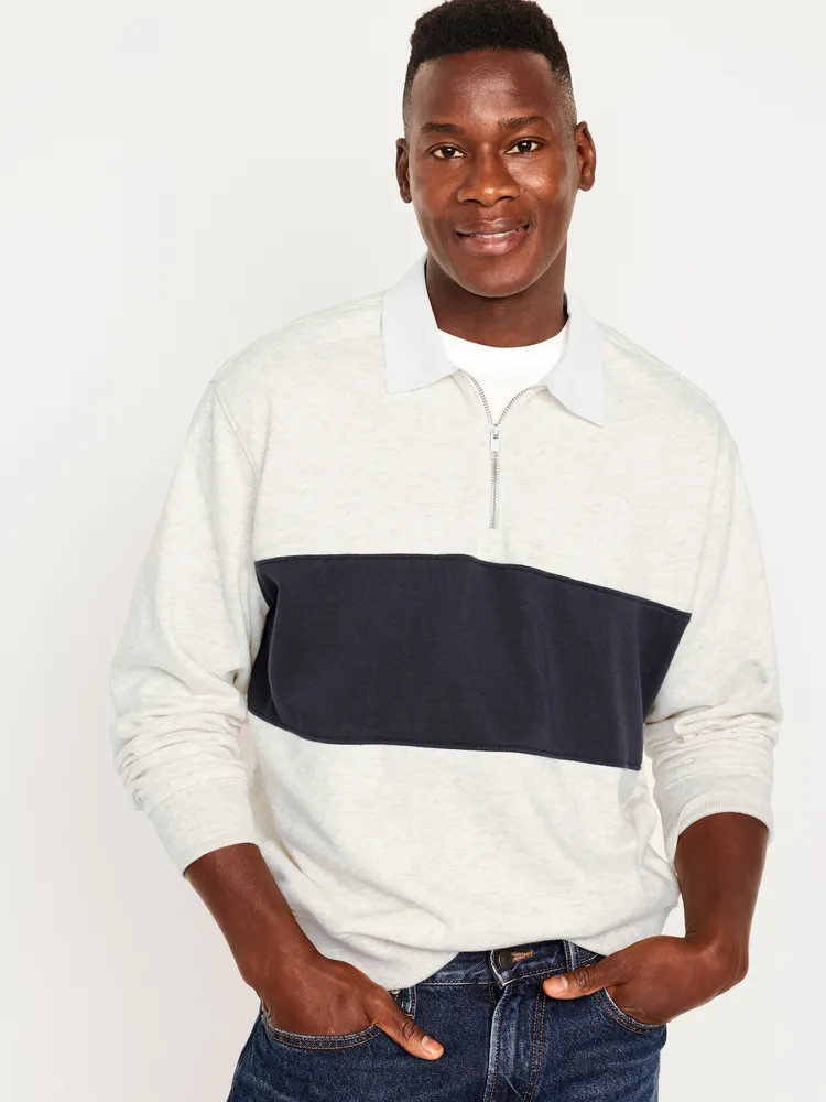 Quarter Zip Rugby Stripe Polo