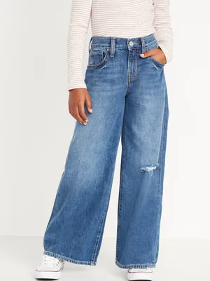 High-Waisted Super Baggy Wide-Leg Non-Stretch Jeans for Girls
