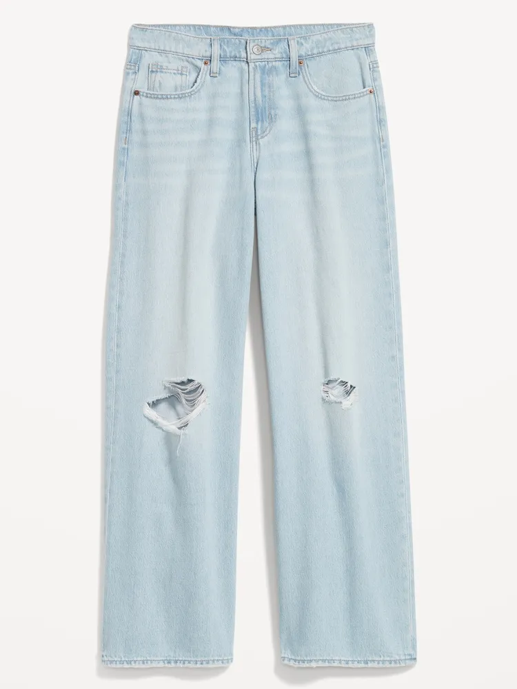 Old Navy Mid-Rise Ripped Baggy Wide-Leg Jeans for Women