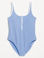 Half Zip One-Piece Swimsuit