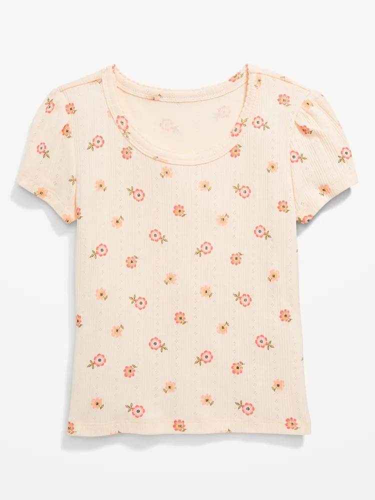 Old Navy Printed Pointelle-Knit Scoop-Neck Top for Girls