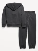 Gender-Neutral Zip Hoodie & Jogger Sweatpants Set for Kids