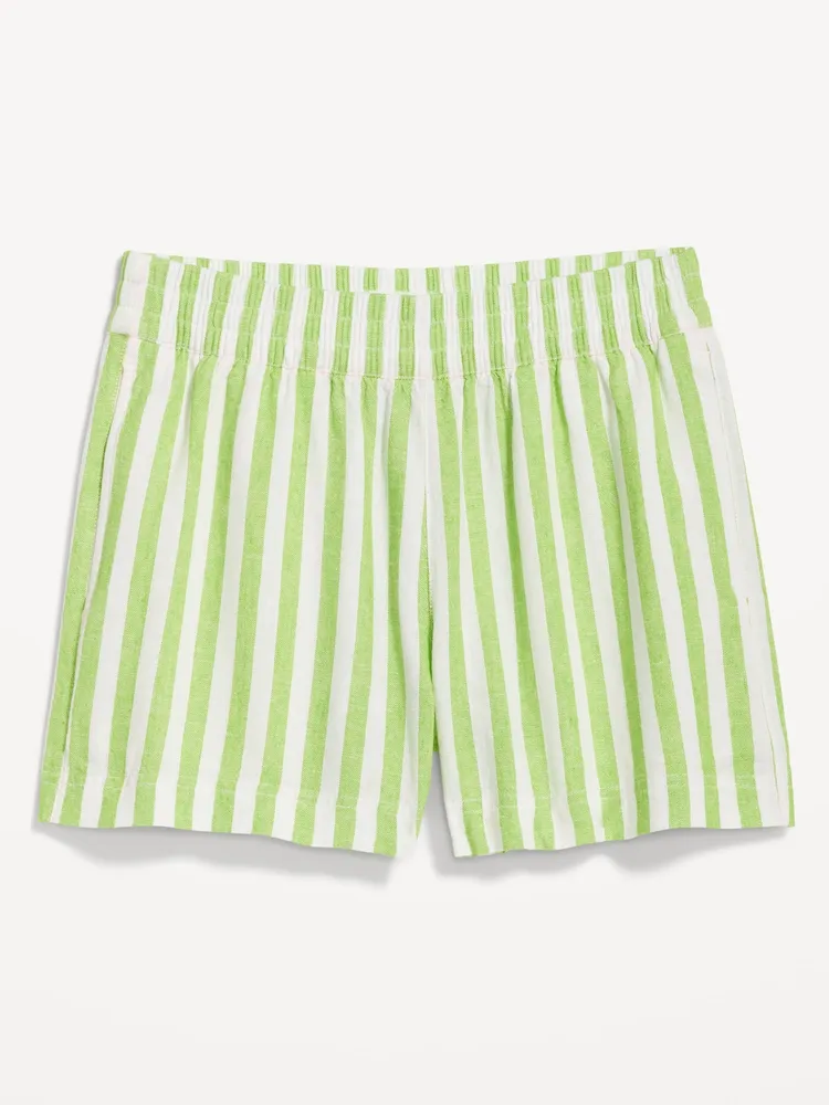 Linen-Blend Striped Shorts -- 3.5-inch inseam