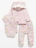 Unisex 3-Piece Floral-Print Layette Set for Baby