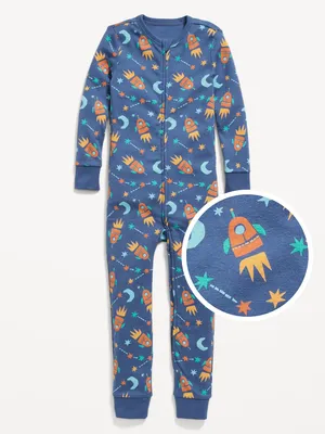 Unisex Snug-Fit 2-Way-Zip Printed Pajama One-Piece for Toddler & Baby