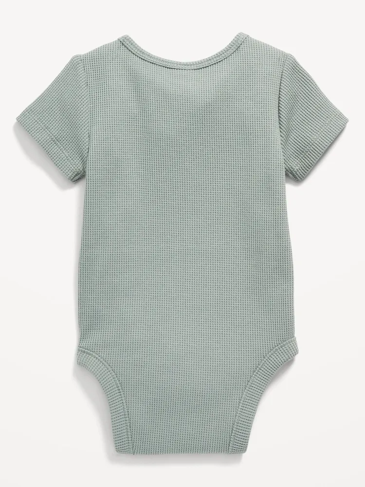 Unisex Thermal-Knit Henley Bodysuit for Baby