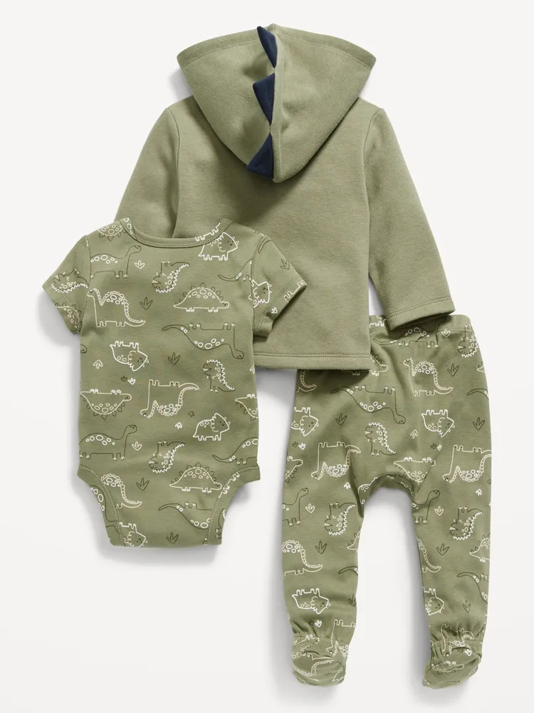 Unisex 3-Piece Dino-Print Layette Set for Baby