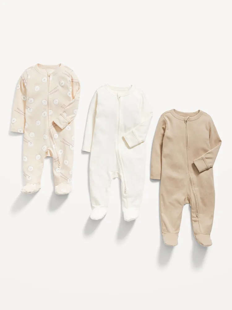 Unisex 2-Way-Zip Sleep & Play Footed One-Piece 3-Pack for Baby