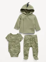 Unisex 3-Piece Dino-Print Layette Set for Baby