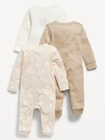 Unisex 2-Way-Zip Sleep & Play Footed One-Piece 3-Pack for Baby