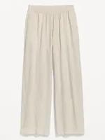 High-Waisted Linen-Blend Wide-Leg Pants