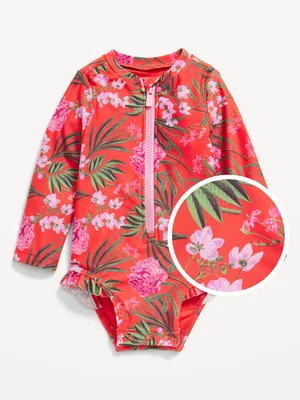 Printed Ruffle-Trim Rashguard One-Piece Swimsuit for Baby