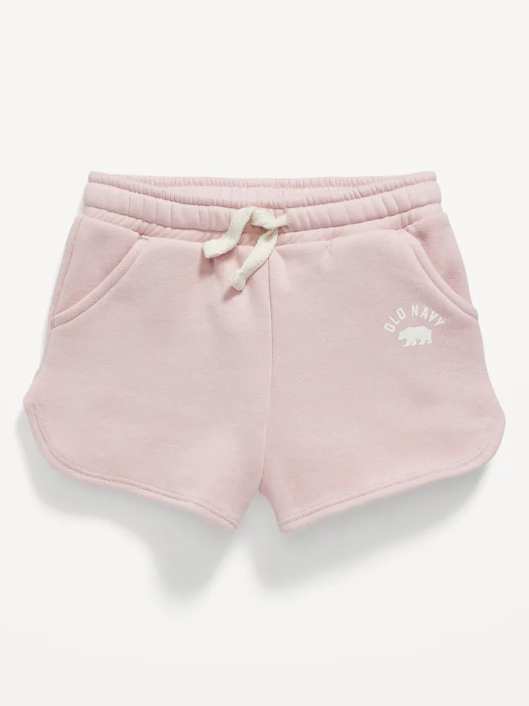 Logo-Graphic Dolphin-Hem Fleece Shorts for Toddler Girls