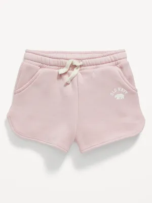 Logo-Graphic Dolphin-Hem Fleece Shorts for Toddler Girls