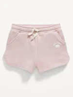 Logo-Graphic Dolphin-Hem Fleece Shorts for Toddler Girls