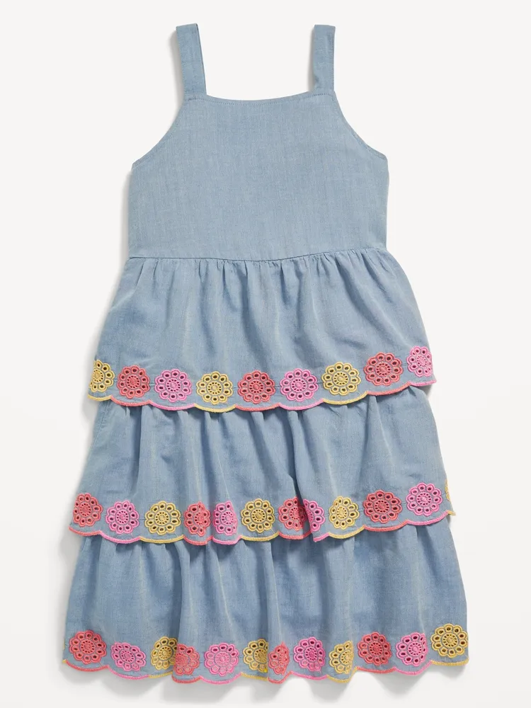 Sleeveless Tiered Eyelet Dress for Girls