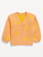 Printed Button-Front Cardigan Sweater for Toddler Girls
