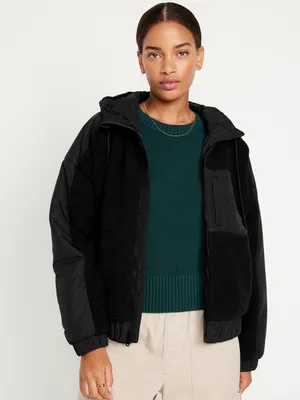 Hooded Sherpa Hybrid Jacket for Women