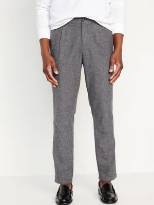 Loose Taper Linen-Blend Ankle Pants