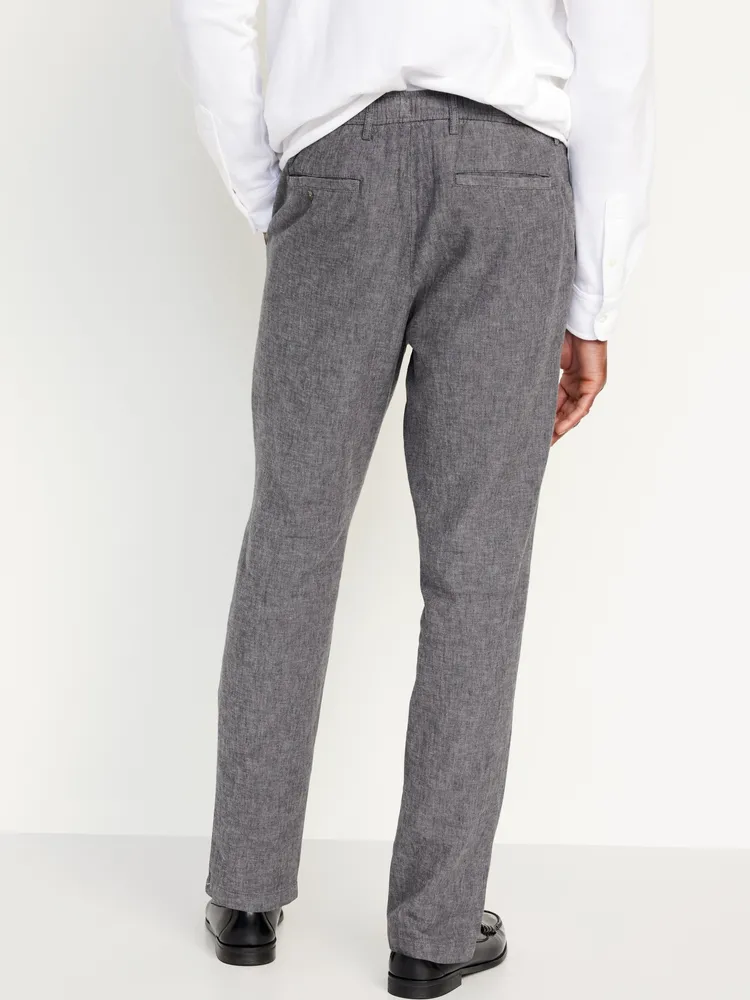 Loose Taper Linen-Blend Ankle Pants