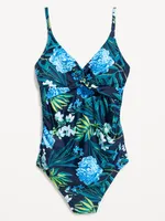 Maternity Printed Twist-Front Nursing Swimsuit